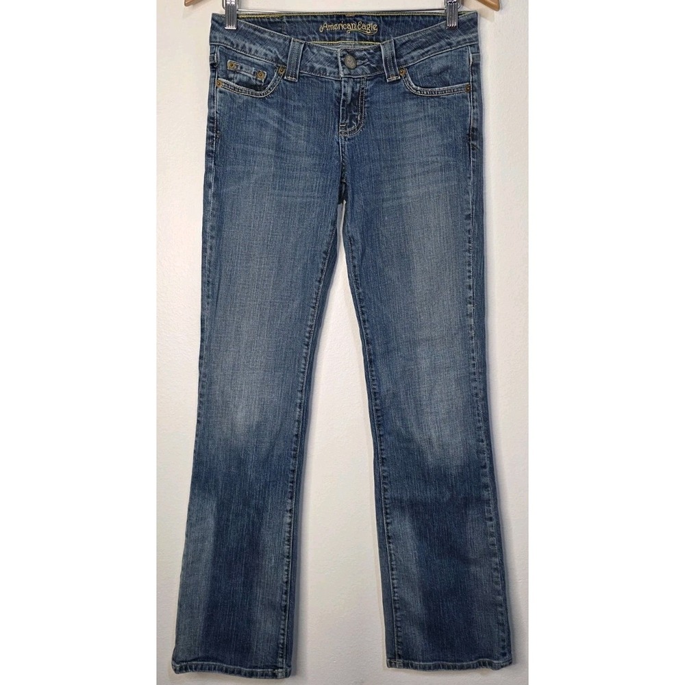 American‎ Eagle Jean Women 4L Boyfriend 77 Denim Y2K Low Rise Boot Flare